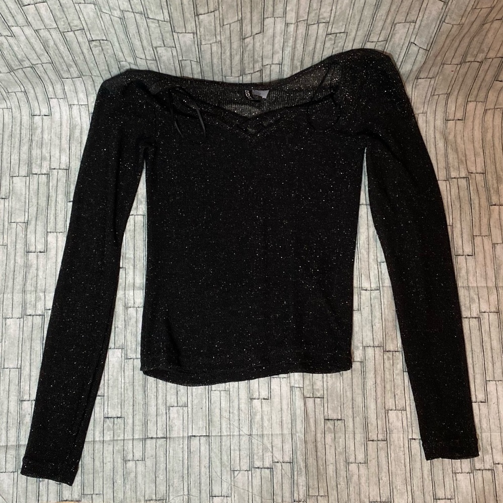 Divided translucent glitter crop top